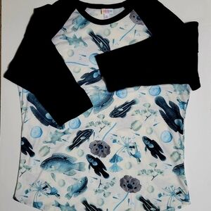 LulaRoe baseball style fish print shirt